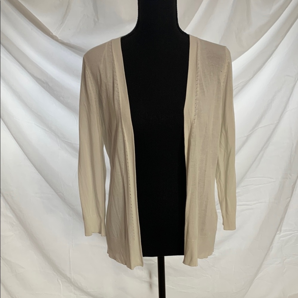 Cyrus White Cardigan Sweater Lightweight Open-Front